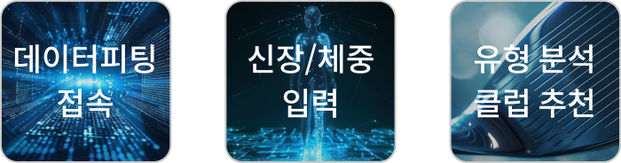 데이터피팅 접속 > 신장/체중 입력 > 유형 분석 클럽 추천